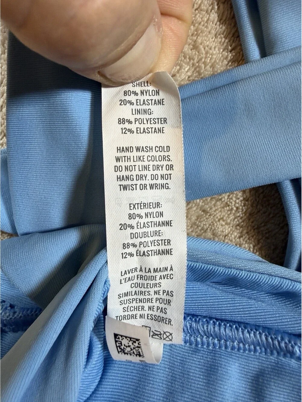 Aerie Large Blue Bandeau Bikini Top Halter Keyhole Strappy Swim